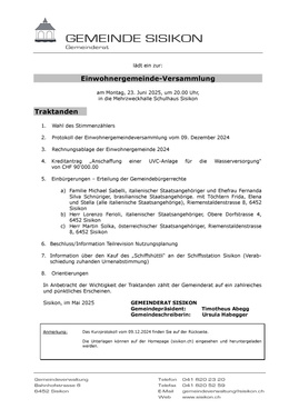 Traktandenliste EWG 23.06.2025 Traktandenliste
