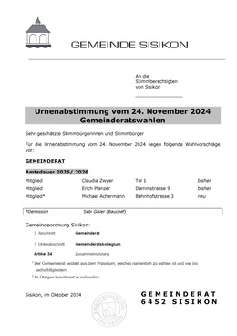 Wahlvorschläge Gemeinderat 24.11.2024 Wahlvorschläge 2025-26